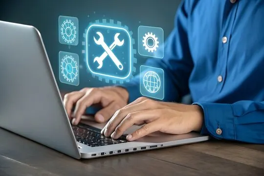 Remote desktop connection showing computer diagnostics tools